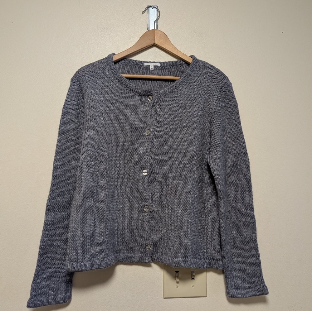 NIA Knit Button-Front Cardigan Gray S/M